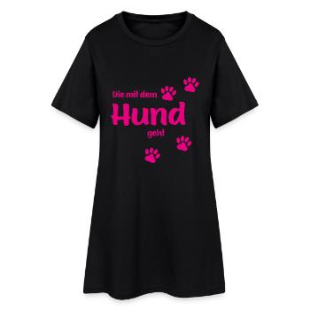 Die Mit Dem Hund Geht - Pink Edition Hundefan.Shop - Frauen T-Shirt-Kleid - Schwarz - Vorne