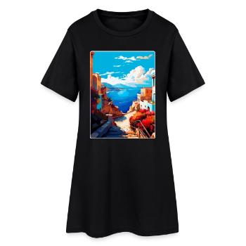 Kreta Griechenland Vintage Reiseplakat WPA Souvenir - Frauen T-Shirt-Kleid - Schwarz - Vorne