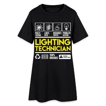 Licht Techniker - Frauen T-Shirt-Kleid - Schwarz - Vorne