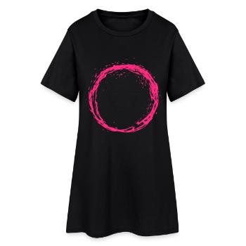 Kreis Rosa - Frauen T-Shirt-Kleid - Schwarz - Vorne