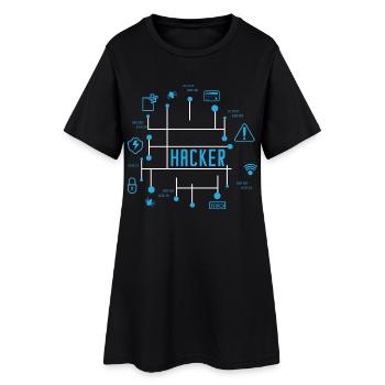 Hacker - Frauen T-Shirt-Kleid - Schwarz - Vorne
