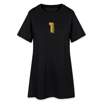 1 - Frauen T-Shirt-Kleid - Schwarz - Vorne