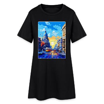 Bukarest Rumänien Vintage Reiseplakat Souvenir - Frauen T-Shirt-Kleid - Schwarz - Vorne
