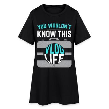Vlog Leben Social Media Content Creator Vlogger - Frauen T-Shirt-Kleid - Schwarz - Vorne