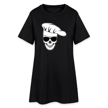 Crâne avec lunettes de soleil, toque de chef - Robe T-shirt Femme - noir - Devant