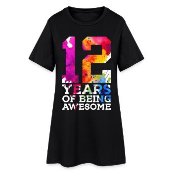 12 YEARS OF BEING AWESOME 12. GEBURTSTAG - Frauen T-Shirt-Kleid - Schwarz - Vorne