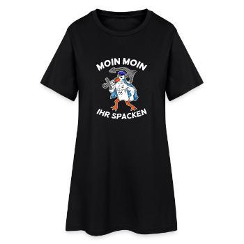 Moin Moin ihr spacken Möwe Nordsee Ostsee Norden - Frauen T-Shirt-Kleid - Schwarz - Vorne