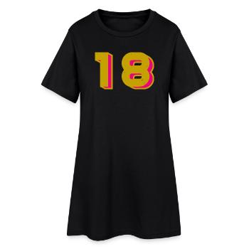 18 - Frauen T-Shirt-Kleid - Schwarz - Vorne
