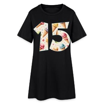 EISCREME NUMMER 15 JAHRE EIS 15. GEBURTSTAG - Frauen T-Shirt-Kleid - Schwarz - Vorne