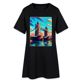 Tower Bridge England Uk Vintage Reiseposter WPA - Frauen T-Shirt-Kleid - Schwarz - Vorne