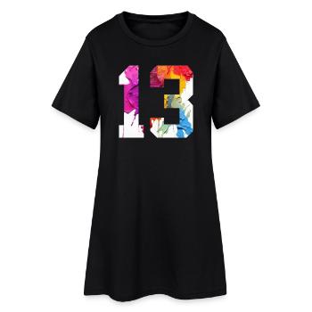 NUMÉRO COLORÉ 13 COLORÉ 13E ANNIVERSAIRE - Robe T-shirt Femme - noir - Devant