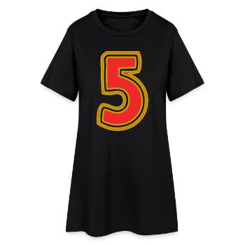 5 - Frauen T-Shirt-Kleid - Schwarz - Vorne