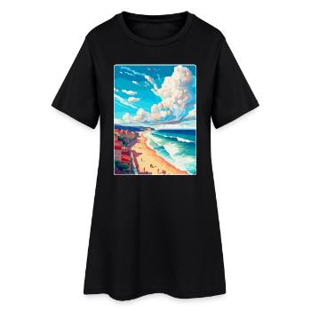 Nazare Portugal Vintage Reiseplakat Souvenir WPA - Frauen T-Shirt-Kleid - Schwarz - Vorne