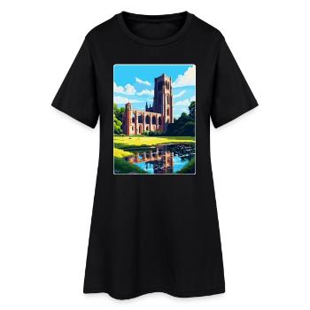 Fountains Abbey North Yorkshire Reiseposter WPA - Frauen T-Shirt-Kleid - Schwarz - Vorne