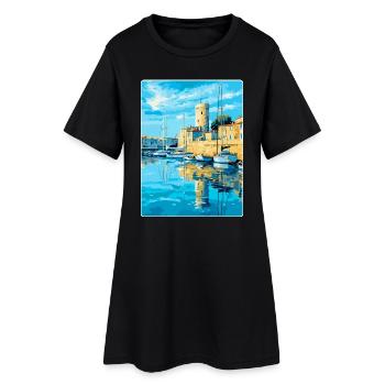 La Rochelle Frankreich Vintage Reiseplakat Souvenir - Frauen T-Shirt-Kleid - Schwarz - Vorne
