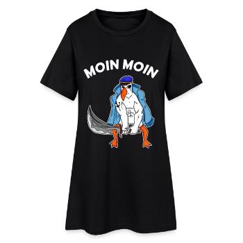Moin Moin Möwe mit Schwert Nordsee Ostsee Seemann - Frauen T-Shirt-Kleid - Schwarz - Vorne