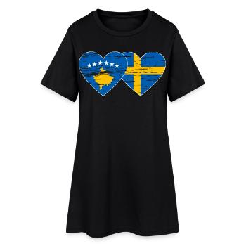 Kosovo Suède Drapeau utilisé - Robe T-shirt Femme - noir - Devant