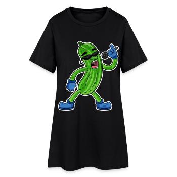 Le concombre chante un cadeau végétal illustration drôle - Robe T-shirt Femme - noir - Devant