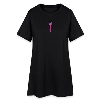 1 - Frauen T-Shirt-Kleid - Schwarz - Vorne