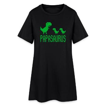 Papa Père Papasaurus rétro - Robe T-shirt Femme - noir - Devant