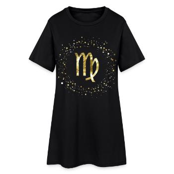 Jungfrau Sternzeichen - Frauen T-Shirt-Kleid - Schwarz - Vorne