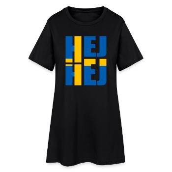 SCHWEDISCH HEJ HEJ SCHWEDEN - Frauen T-Shirt-Kleid - Schwarz - Vorne