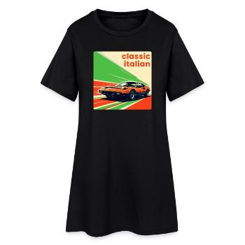 Klassischer italienischer Sportwagen - Frauen T-Shirt-Kleid - Schwarz - Vorne