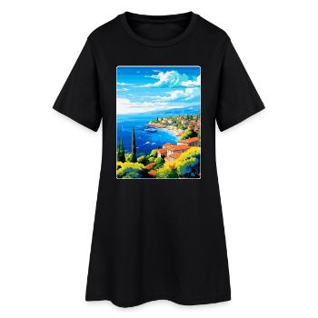 Côte d Azur Frankreich Vintage Reiseplakat Souvenir - Frauen T-Shirt-Kleid - Schwarz - Vorne