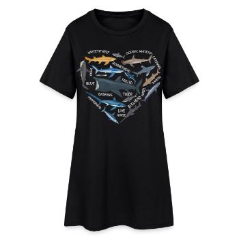 Hai-Liebhaber Meeresbiologie Meerestier Unterwasse - Frauen T-Shirt-Kleid - Schwarz - Vorne