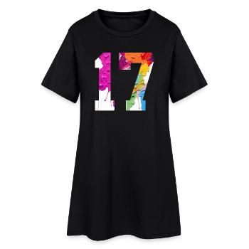 FARBIG NUMMER 17 BUNT 17. GEBURTSTAG - Frauen T-Shirt-Kleid - Schwarz - Vorne