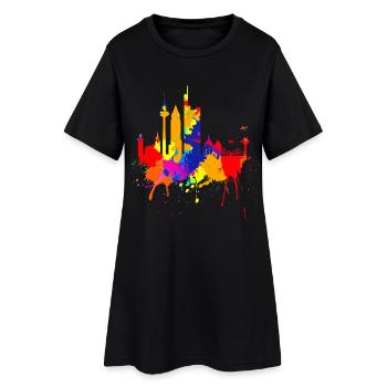 Francfort Skyline Couleurs Colorées Peinture Art Amour - Robe T-shirt Femme - noir - Devant