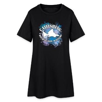 Silhouette de poisson-chat Wels Waller et taches de couleur - Robe T-shirt Femme - noir - Devant