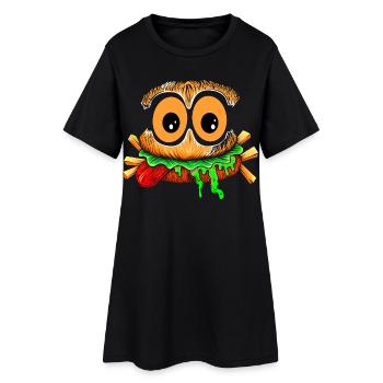 Der schreckliche Snack - Frauen T-Shirt-Kleid - Schwarz - Vorne