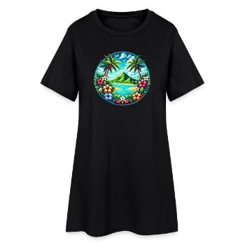 Logo de l’île des Caraïbes - Robe T-shirt Femme - noir - Devant