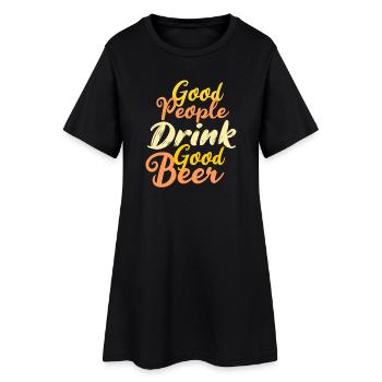 Gute Leute trinken gutes Bier - Frauen T-Shirt-Kleid - Schwarz - Vorne