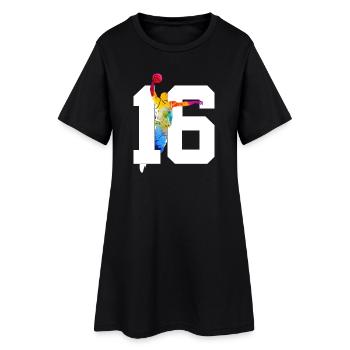 NUMMER 16 BASKETBALL 16. GEBURTSTAG - Frauen T-Shirt-Kleid - Schwarz - Vorne
