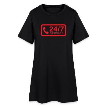 24/7 h Service - Frauen T-Shirt-Kleid - Schwarz - Vorne