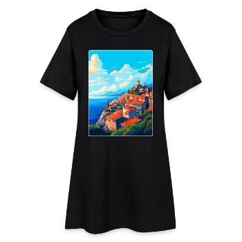 Eze Frankreich Vintage Reiseplakat Souvenir Souvenir - Frauen T-Shirt-Kleid - Schwarz - Vorne
