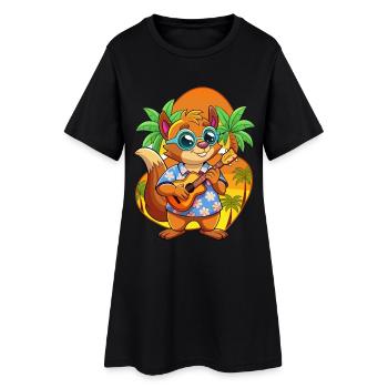 Lunettes de soleil de plage d’été de dessin animé drôle d’écureuil - Robe T-shirt Femme - noir - Devant