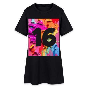 NO. 16 NUMBER 16 COLORFUL 16TH BIRTHDAY - Women’s T-Shirt Dress - black - Front