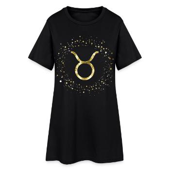 Stier Sternzeichen - Frauen T-Shirt-Kleid - Schwarz - Vorne
