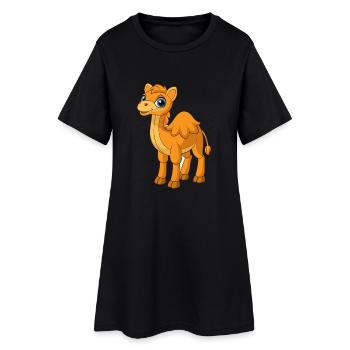 Camel Cute Mascot Cartoon Character Kawaii - Women’s T-Shirt Dress - black - Front