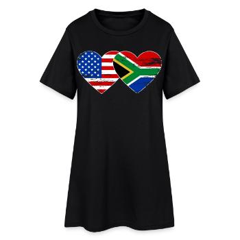États-Unis Afrique du Sud drapeau coeur forme utilisé - Robe T-shirt Femme - noir - Devant