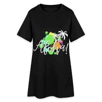 Aloha Tropen-Splash - Frauen T-Shirt-Kleid - Schwarz - Vorne