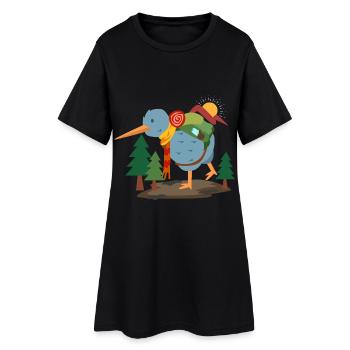 Reiselustiger Kiwivogel Backpacker - Frauen T-Shirt-Kleid - Schwarz - Vorne
