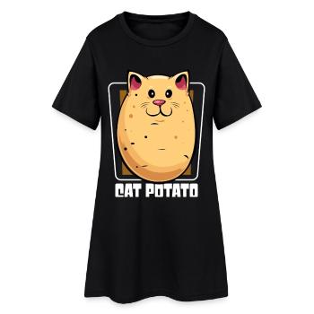 Cat Potato Cartoon - Women’s T-Shirt Dress - black - Front