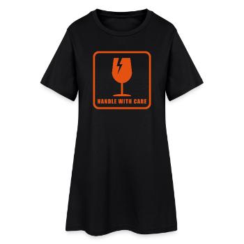 Fragile Handle with Care Versandetikett - Frauen T-Shirt-Kleid - Schwarz - Vorne
