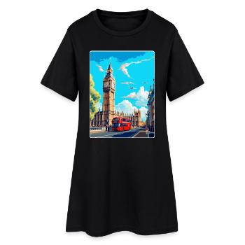 Big Ben London England Großbritannien Reise Poster Souvenir - Frauen T-Shirt-Kleid - Schwarz - Vorne