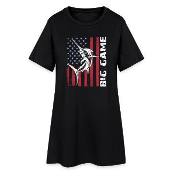 Jumping Marlin with US flag Deep Sea Fishing - Women’s T-Shirt Dress - black - Front