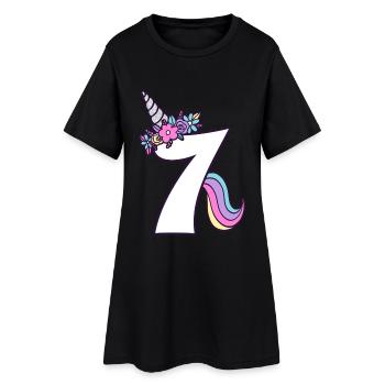 7. Geburtstag Mädchen 7 Jahre alt Kleines Einhorn - Frauen T-Shirt-Kleid - Schwarz - Vorne